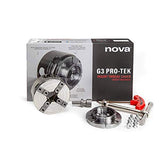 NOVA 48290 PRO-TEK G3 Insert Type Wood Turning Nickel Plated Chuck and Laser Etched Precise Jaw Set with T Bar Wrench and 6 Point Star Fasteners Nova