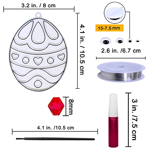 24 Sets Easter Egg Suncatcher Ornaments Decoration DIY Window Paint Art Stickers Craft Kit 8 Designs Easter Egg Suncatchers for Kids Classroom Easter Winlyn
