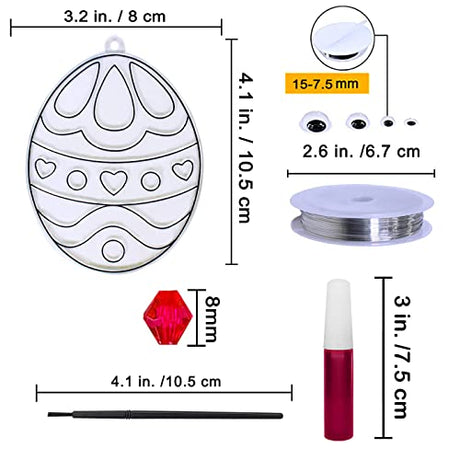 24 Sets Easter Egg Suncatcher Ornaments Decoration DIY Window Paint Art Stickers Craft Kit 8 Designs Easter Egg Suncatchers for Kids Classroom Easter Winlyn