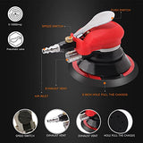 ZFE Random Orbital Sander 5" & 6" Pneumatic Palm Sander with Extra 5" Backing Plate, Sponge Polishing Pads, Sandpapers Low Vibration and Heavy Duty ZFE