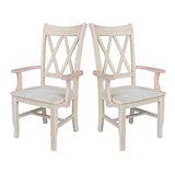 IC International Concepts Double X-Back Arms Chairs, Dining Height, Unfinished IC International Concepts