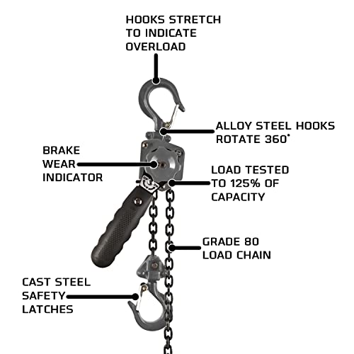 JET JLP-050A-10, 1/2-Ton Chain Hoist with 10' Lift (287201) - WoodArtSupply