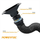 POWERTEC 70150 Rectangular Dust Hood Collector – ABS Plastic, 4 Inch OD Attachment for Woodworking Dust Collection Hose and Fittings POWERTEC