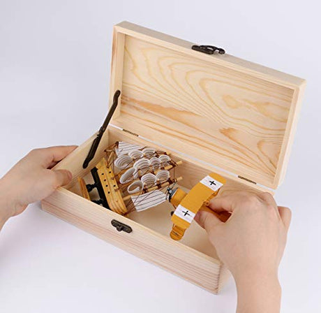 dedoot Unfinished Wooden Box with Hinged Lid 9.7x5.5x2.7 Inch Rectangle Keepsake Box Clasp Wood Box, Storage Box Wooden Gift Boxes for DIY Crafts, dedoot