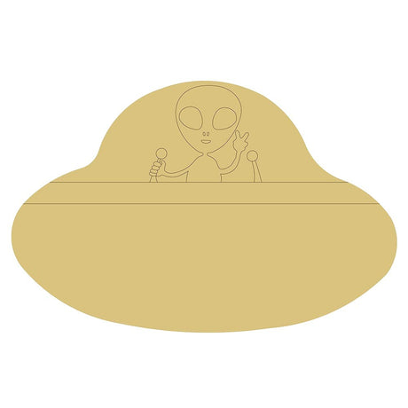 Spaceship Design by Lines Cutout Unfinished Wood Kids Room Science Décor Space Door Hanger MDF Shape Canvas Style 1 Art 1 (6") Diverse Woodworking