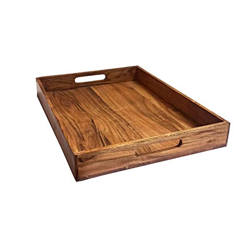 Kaizen Casa |Wooden Rectangular Serving Tray, Wood Plate, Tea/Drink Platter, Dinner Serving Tray, Snack Tray |Size_16"x 12" x 2” |Home Restaurants Kaizen Casa