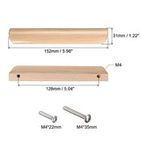 uxcell Wood Pull Handles, 6" 6Pcs Wooden Drawer Unfinished Knobs Pulls for Kitchen Furniture Drawer Wardrobe Cupboard with Screws uxcell