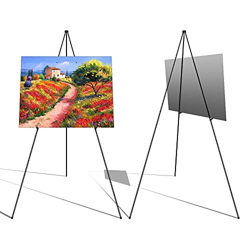 Instant Display Easel Stand - 63" Tripod Collapsible Portable Artist Floor Easel - Easy Folding Telescoping Adjustable Art Poster Metal Stand for OUTNEE
