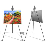 Instant Display Easel Stand - 63" Tripod Collapsible Portable Artist Floor Easel - Easy Folding Telescoping Adjustable Art Poster Metal Stand for OUTNEE