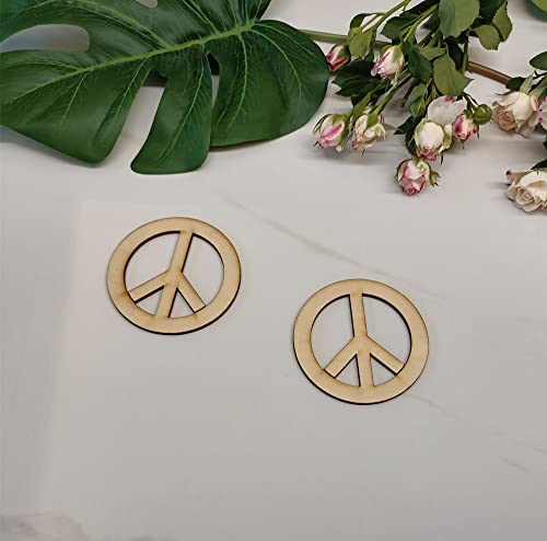 30pcs of Wood Peace Signs for Crafts,Unfinished Wood,Cutout Shapes,Wooden Cutouts,Peace Sign Cutouts (2'') RUIXUAN