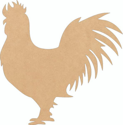 Unfinished Rooster 6" Shape, Wooden Chicken MDF 1/8" Animal Craft Cutout