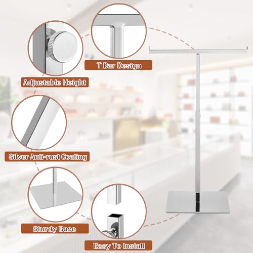 Polmart Countertop Jewelry/Scarf/Handbag T-Bar Display Stand with Adjustable Height - Silver (1 - Pack) Polmart