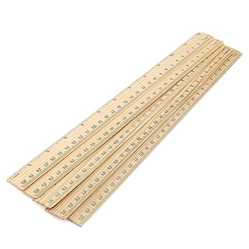 MUKCHAP 144 Pack Wooden Ruler, 12 Inch Straight Ruler, 30cm Metric Wood Ruler with Centimeters and Inches for Measuring, Office, 2 Scale - WoodArtSupply