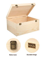 Woiworco Extral Large Wooden Box, 13 x 10 x 6.5 inch Natural Unfinished Pine Wood Boxes with Hinged Lid and Front Clasp for DIY Craft Art, Hobbies, Woiworco