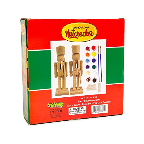 Toynk Paint Your Own 7-Inch Wooden Nutcracker Figure Craft Kit | Set of 2