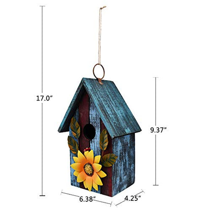 Morning View Wooden Bird Houses for Outside Decorative Hanging Birdhouse Spring for Yard Garden Patio Outdoor Small Birds Bluebird Finch Cardinals - WoodArtSupply