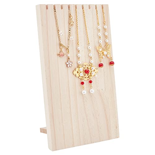 AHANDMAKER Wood Necklace Holder, 9.6 Inch Wooden Plank Necklace Jewelry Display Stand, Detachable Wooden Jewelry Organizer Stand, Necklace Display AHANDMAKER