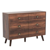 JOZZBY 6 Drawer Dresser with Metal Handle for Bedroom, Mid-Century, Modern Walnut Wood Dresser Chest of Drawers for Living Room, Hallway JOZZBY