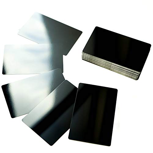 RXBC2011 100pcs Blank Metal Business Cards Laser Engraving Aluminum (black, 100 pcs) RXBC2011