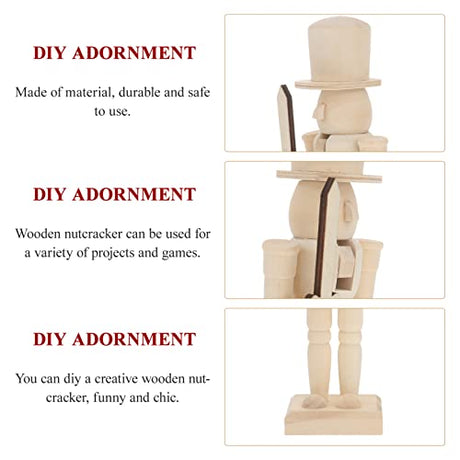 Veemoon Christmas Wooden Unpainted Mini Wooden Figurines DIY Blank Unpainted Nutcracker Puppet Walnut Soldier Ornament Decoration Veemoon