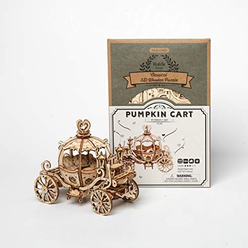 Rolife Pumpkin Carriage 3D Wooden Assembly Puzzle Craft Kit for Home Decoration and Educational Fun Rolife