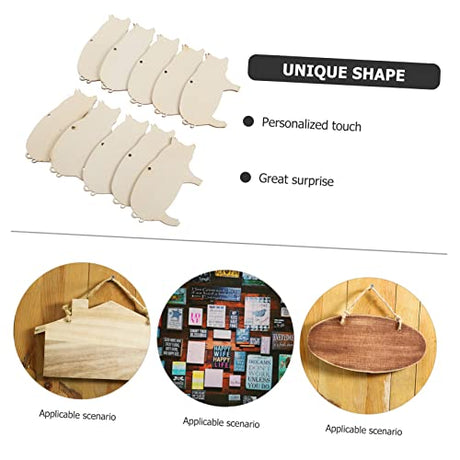 NOLITOY 10pcs Handmade Gifts Wood Tags Wooden Tags Craft Wood Pig Shape Wood Tags Deer Out Shape Blank Pig Wooden Cutout Label Tags Paper Cut Small NOLITOY