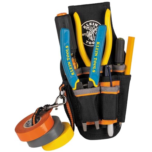 Klein Tools 5240 Tool Pouch, Tradesman Pro Maintenance Tool Pouch with 9 Pockets, Tape Thong, 2-Inch Tunnel Loop, Great Electrician Holster Klein Tools