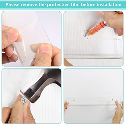 BTremary Acrylic Nail Polish Wall Mounted Holder Organizer Storage Rack Clear 6 Pack Hanging Nail Polish Shelf Floating Wall Mount Hold up to 96 BTremary