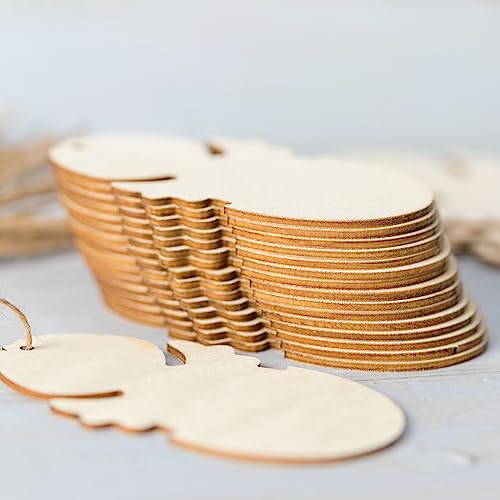 Egg Chicken Shape Wooden Easter Egg Cutouts Blank with Twines Wood Slices Ornaments for Christmas Birthday Party Happy Easter Spring Home Decor DIY Zontween