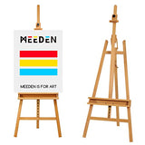 MEEDEN Large Painters Easel Adjustable Solid Beech Wood Artist Easel, Studio Easel for Adults with Brush Holder, Holds Canvas up to 48" MEEDEN