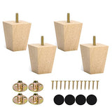 Michanco 3 Inch Unfinished Solid Wood Furniture Legs - Set of 4 Tapered Square Feet for DIY Home Upgrades Michanco