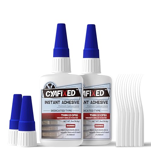CYAFIXED Professional Grade Cyanoacrylate Super Glue, Super Thin Viscosity CA Glue for Woodworking, 4 oz. Value Pack - Instant Adhesive for CYAFIXED