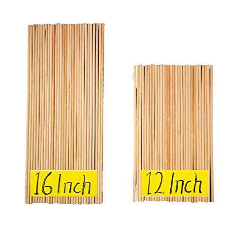 Fartime 12 Inch Long and 16 Inch Long Natural Blank Round Unfinished Bamboo Dowel Rods Craft Sticks Craft Projects,60 Pieces(0.24 Inch Diameter) Fartime