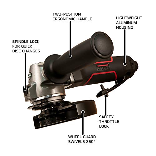 JET 5-Inch Pneumatic Angle Grinder, 12000 RPM (JAT-451) Jet