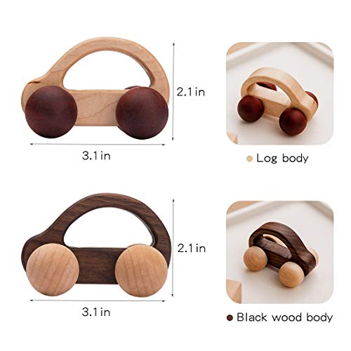 let's make Organic Baby Push Car Wooden Toys 2pc Wood Car and Fine Movement Development and Infant Grasping Montessori Toys let's make