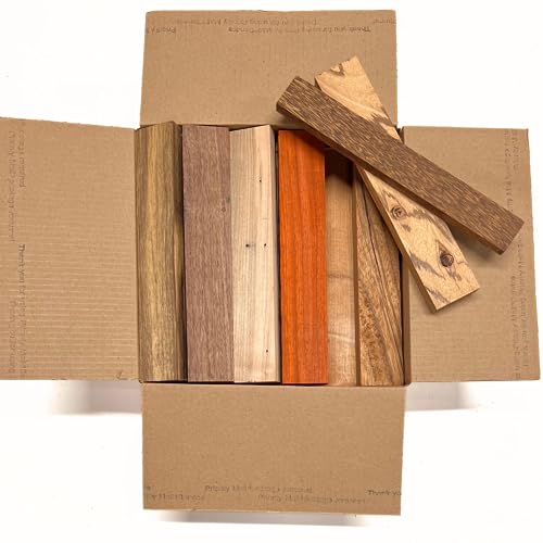 Exotic Wood Zone's Assorted Wood Cut-Offs Scrap Box of Mixed Exotic and Domestic Species | Wooden Scrap Craft Carving Scrolls Short Lumber Boards | Exotic Wood Zone