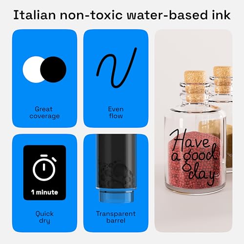 ARTISTRO 2 Black Acrylic Paint Pens for Rock Painting Ceramic Wood Glass Metal Plastic - 3mm Medium Tip Paint Markers Ideal for Labeling DIY Crafts ARTISTRO