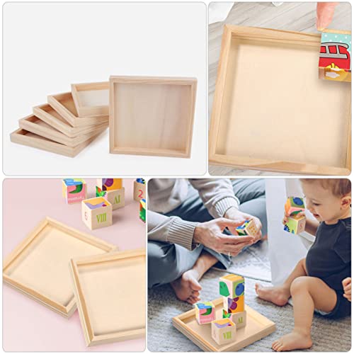 MAGICLULU 8 Pcs Toys Puzzle Unfinished Wood Serving Sundries Holder Toy Holder Unfinished Wood Tray Serving MAGICLULU
