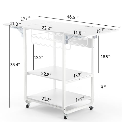 Crafit 3 Tier Movable Heat Press Table, Foldable Heat Transfer Machine Stand with Vinyl Roll Holder, Heavy Duty Rolling Metal Workbench for DIY