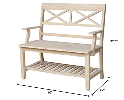 Unfinished Solid Hardwood Double X-Back Bench by IC International Concepts IC International Concepts