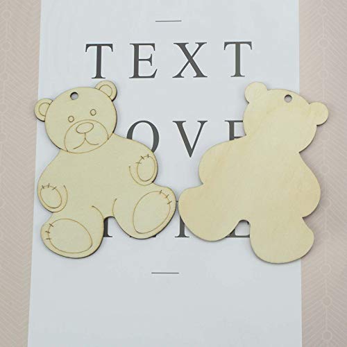 Lilyzhu 20-Pack Wooden Bear Shaped Cutouts Hanging Wood Sign for DIY Crafts (3.2 x 3.8 x 0.1 in) Lilyzhu