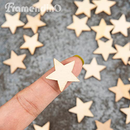 Framendino, 500 Pack 20mm Unfinished Wood Star Pieces Blank for Wedding Party DIY Crafts - WoodArtSupply