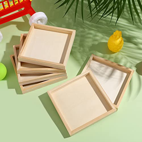 6pcs Unfinished Wood Trays,Creative Puzzle Blocks DIY Tray,Natural Wood Art Boards for Painting, Drawing & Art Crafts