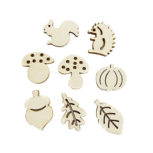 VOSAREA 50pcs Pieces Unfinished Wooden Animal Figures Blank Wood Chips Unfinished Wooden Cutouts Hanging Ornaments Blank Wooden Slices Accessories VOSAREA