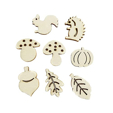 VOSAREA 50pcs Pieces Unfinished Wooden Animal Figures Blank Wood Chips Unfinished Wooden Cutouts Hanging Ornaments Blank Wooden Slices Accessories VOSAREA