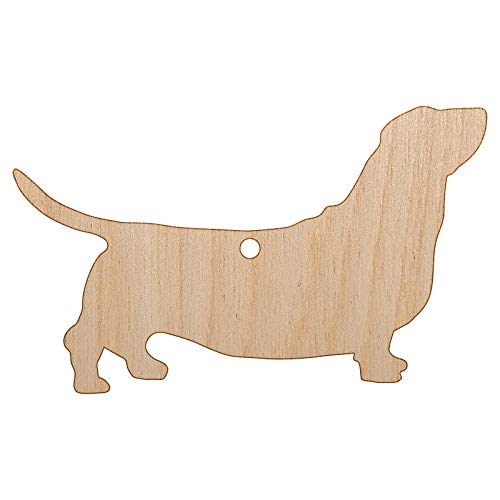 Basset Hound Dog Solid Unfinished Craft Wood Holiday Christmas Tree DIY Pre-Drilled Ornament - WoodArtSupply