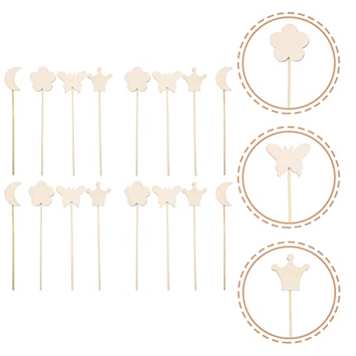NUOBESTY 16pcs Princess Fairy Wands Kit Make Your Own Princes Unfinished Wooden Magical Wand Stick Moon Flowers for Girls DIY Crafts Cosplay Costume NUOBESTY