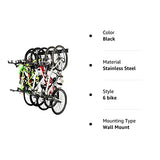 Ultrawall Stainless Steel Bike Storage Rack,6 Bike Storage Hanger Wall Mount for Home & Garage Holds Up to 300lbs, Black Ultrawall