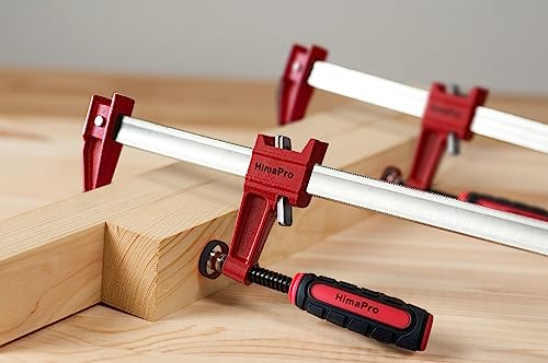 HimaPro 6 Inch Bar Clamp Set, 4 Pack 600 lbs Load Limit Medium Duty Quick Release Steel F Clamp, Ideal for Woodworking, Metalworking, and DIY HimaPro
