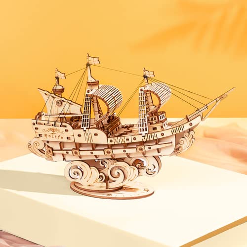 Rolife 3D Wooden Puzzles Model Kit for Adults to Build, Wooden Model Ship Series Sailing Ship Building Model Kit, DIY Crafts Rolife